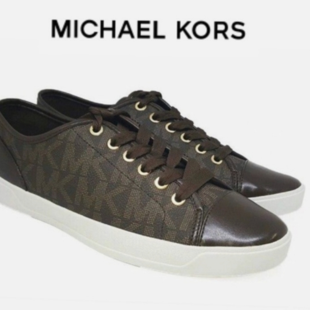 Michael Kors brown leather sneakers